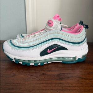 Nike Air Max 97 GS White with Pink and Teal Accents. 5.5 Youth or Women’s 7